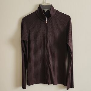 Lucy Chocolate Brown Cable Knit Full-Zip Jacket Activewear